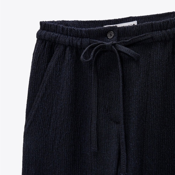 Zara High Waisted Textured Trouser Blue - S - Picture 7 of 10